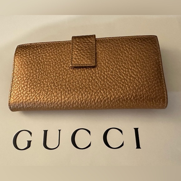 GUCCI Hasler Horsebit Metallic Leather Wallet EUC - Picture 7 of 15